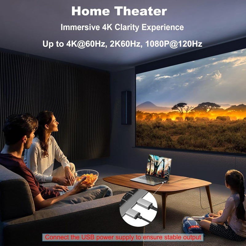 THANDBLE Active HDMI to DisplayPort Adapter (4K 60Hz 1080p 120Hz), Unidirectional HDMI Source to DP Monitor Display Port Adapter Compatible for NVIDIA, AMD, PS5/4, Xbox, PC, Laptop, Computer - Image 4